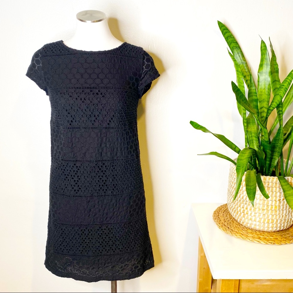 Halogen | Black Crochet Mini Dress Sz. XS‎